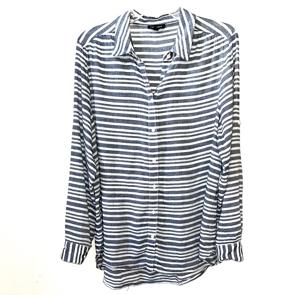Lord and Taylor Striped Tunic Button Up